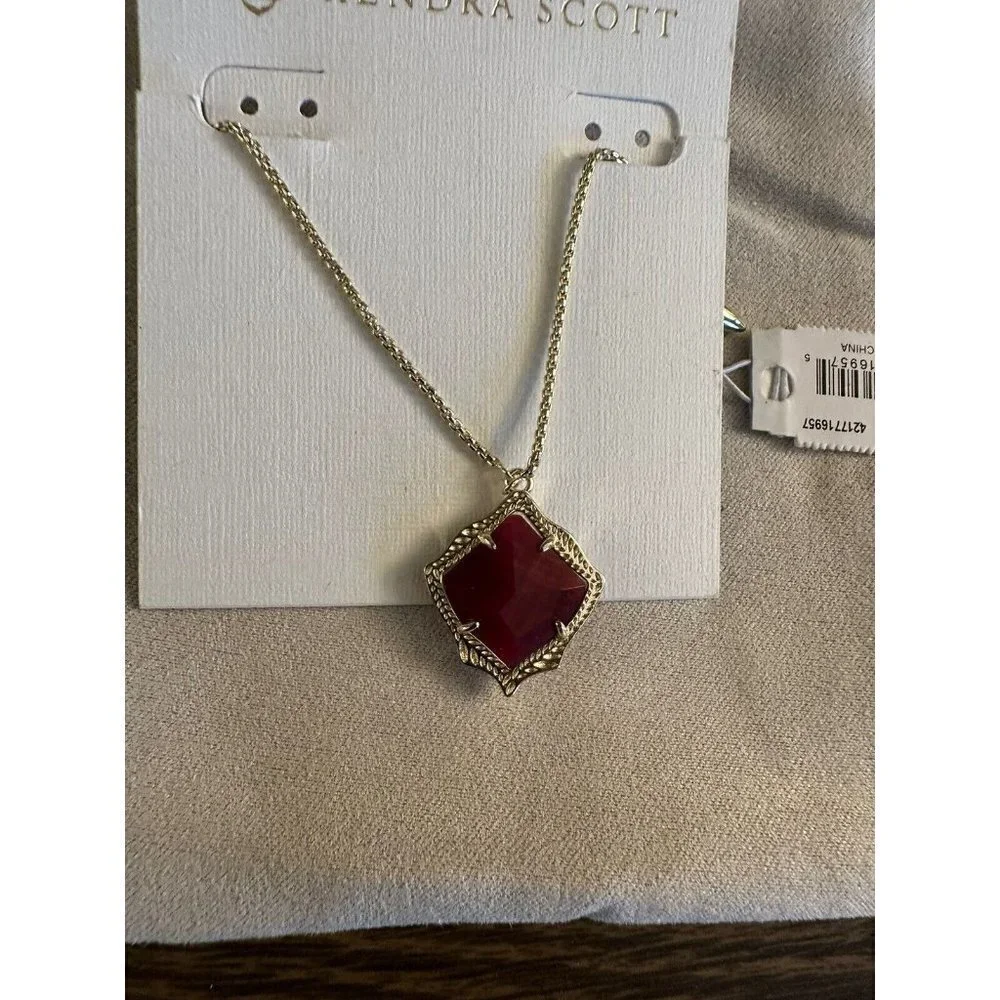 Kendra Scott Gold Adjustable‎ Kacey Necklace Bordeaux Tiger Eye NEW $65